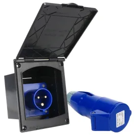 Tomada de energia externo 16A, 127/220v - Motorhome, Trailer e Camping - Preto