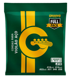 Encordoamento FULL PACK Groove Viol�o A�o .010 Bronze 85/15|GFP3